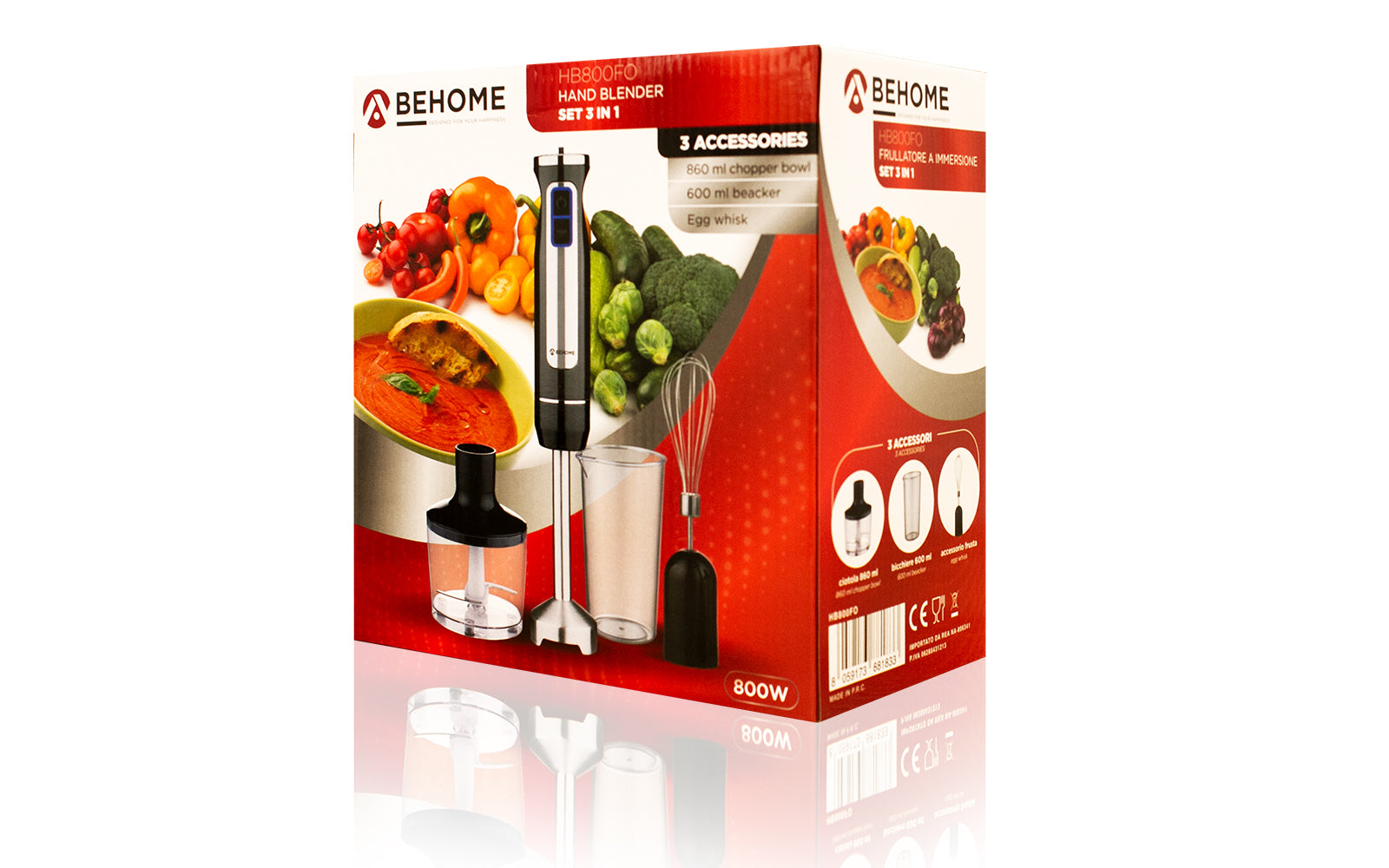 Frullatore a immersione 3 in 1 800W Behome