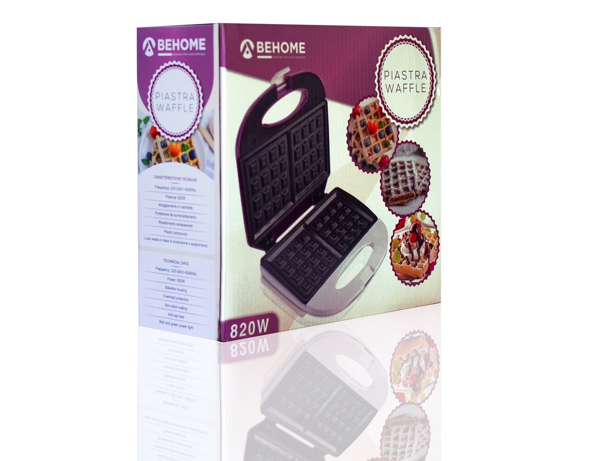 Piastra Waffle 800W Behome